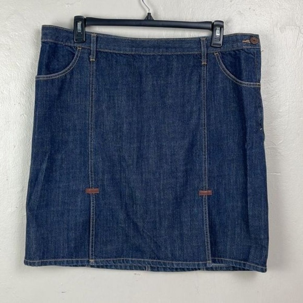 Gap Dark Wash Denim Jean Skirt / waist 38 Women's size 20 / hip zip closure